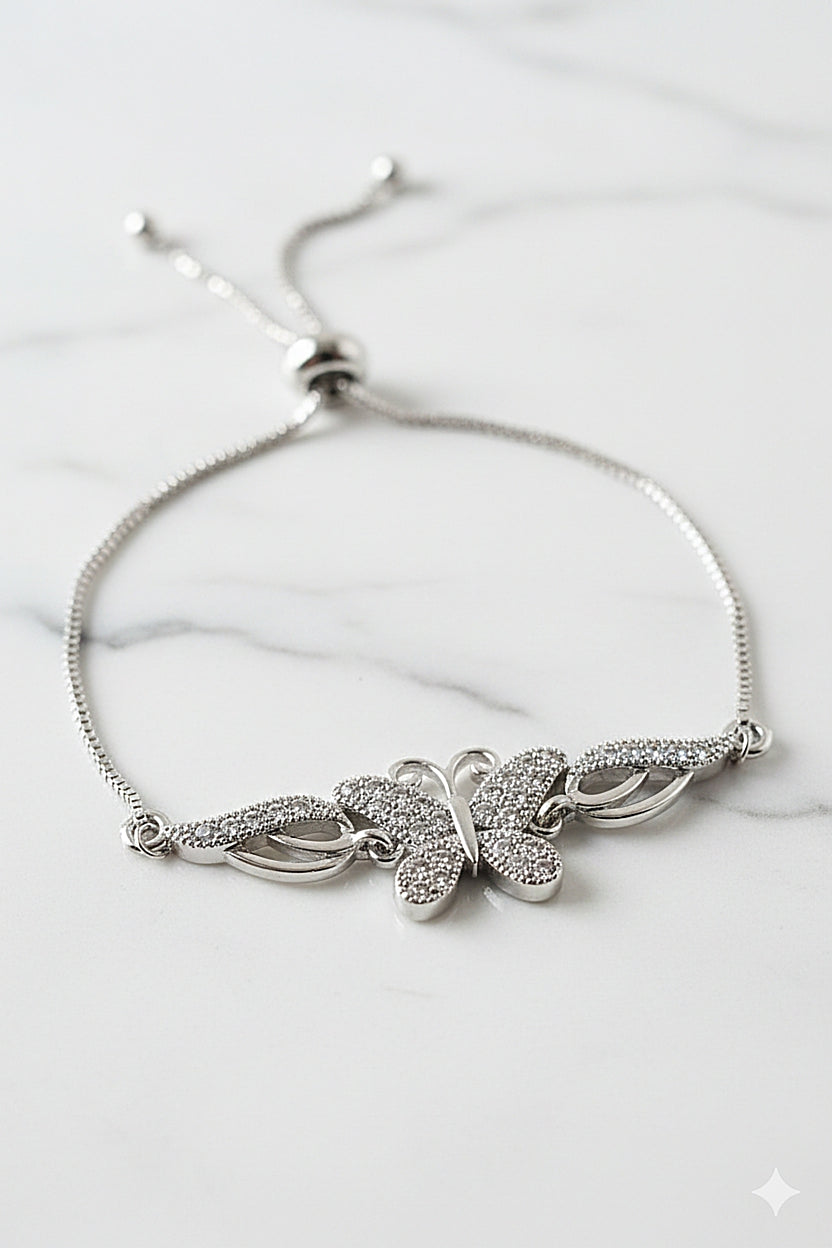Lbc001 (MSJ) Silver Stone Butterfly Bracelet