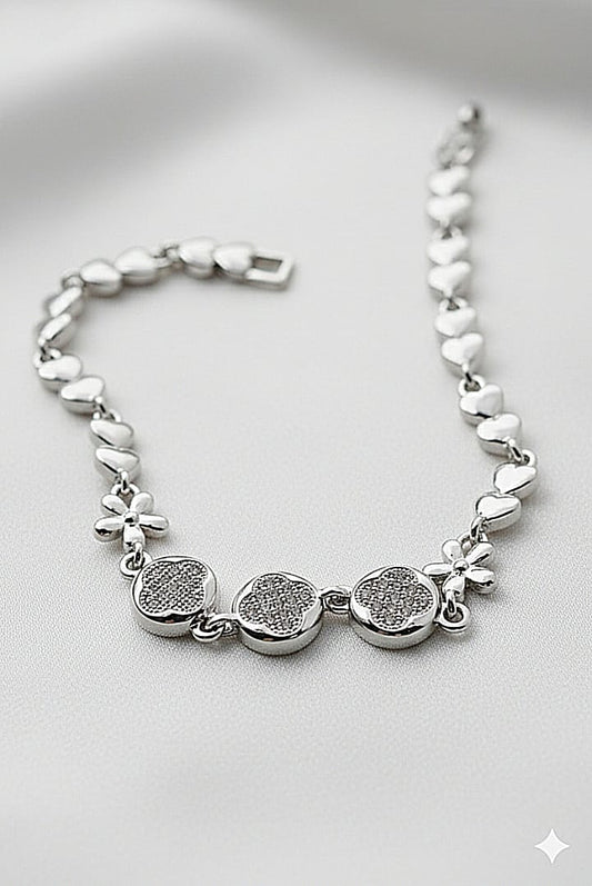 Lbc006 (MSJ) Silver Flowers Bracelet