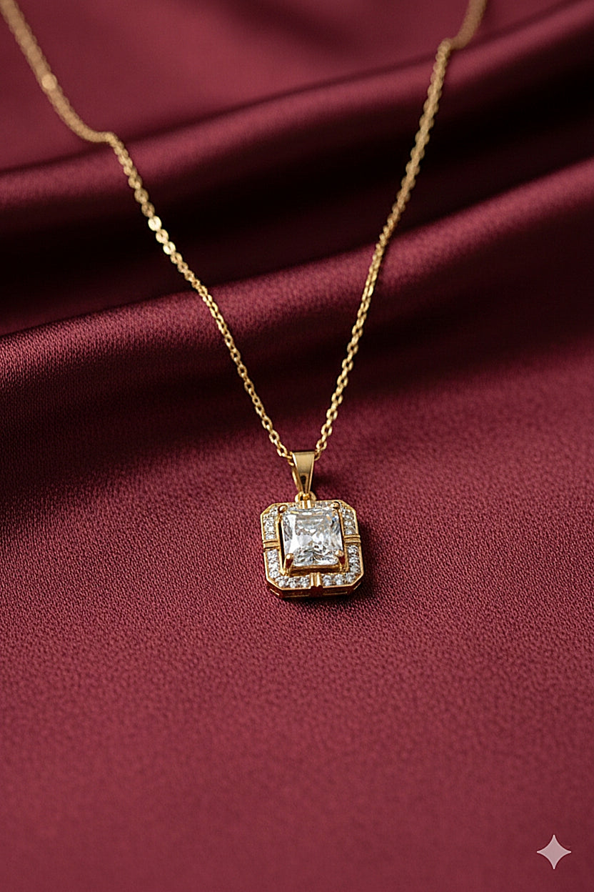 Pcs002 (MSJ) gold green square pendent