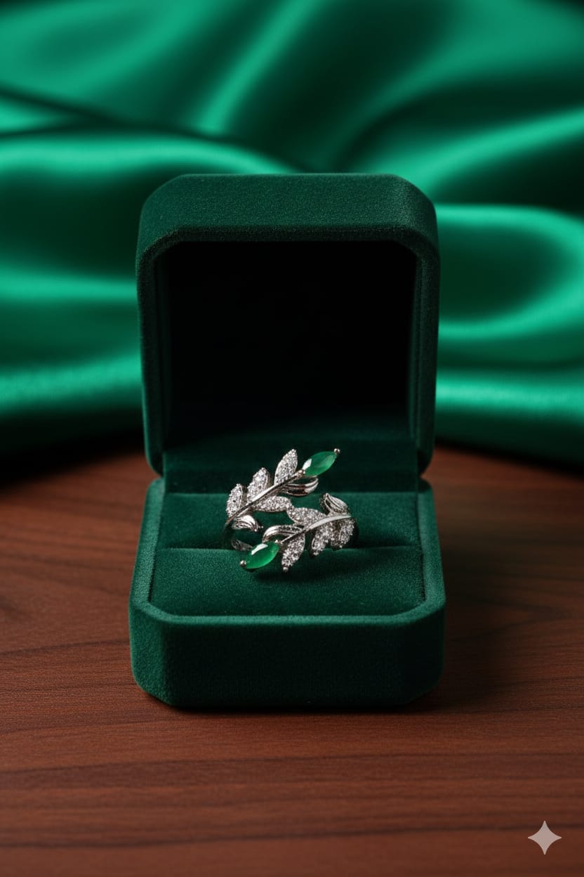 Cmr002 (MSJ) leaf shape silver ring