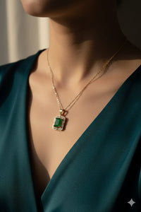 Pcs002 (MSJ) gold green square pendent