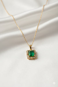 Pcs002 (MSJ) gold green square pendent