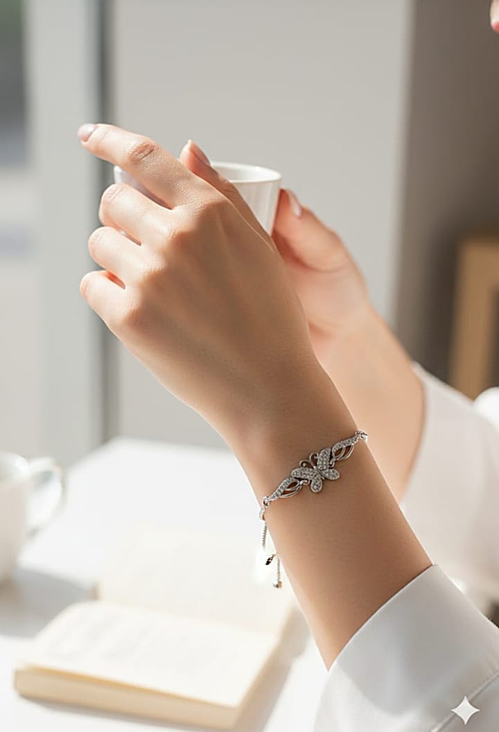 Lbc001 (MSJ) Silver Stone Butterfly Bracelet