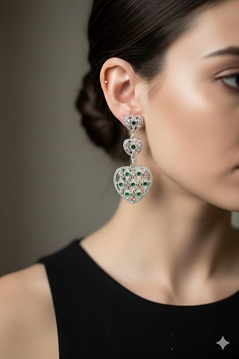 De002 (MSJ) Heart shape dropper earing