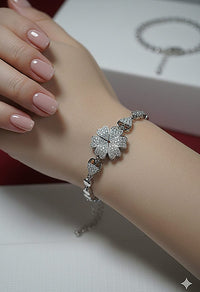 Lbc007 (MSJ) Silver Flower Zircon Bracelet