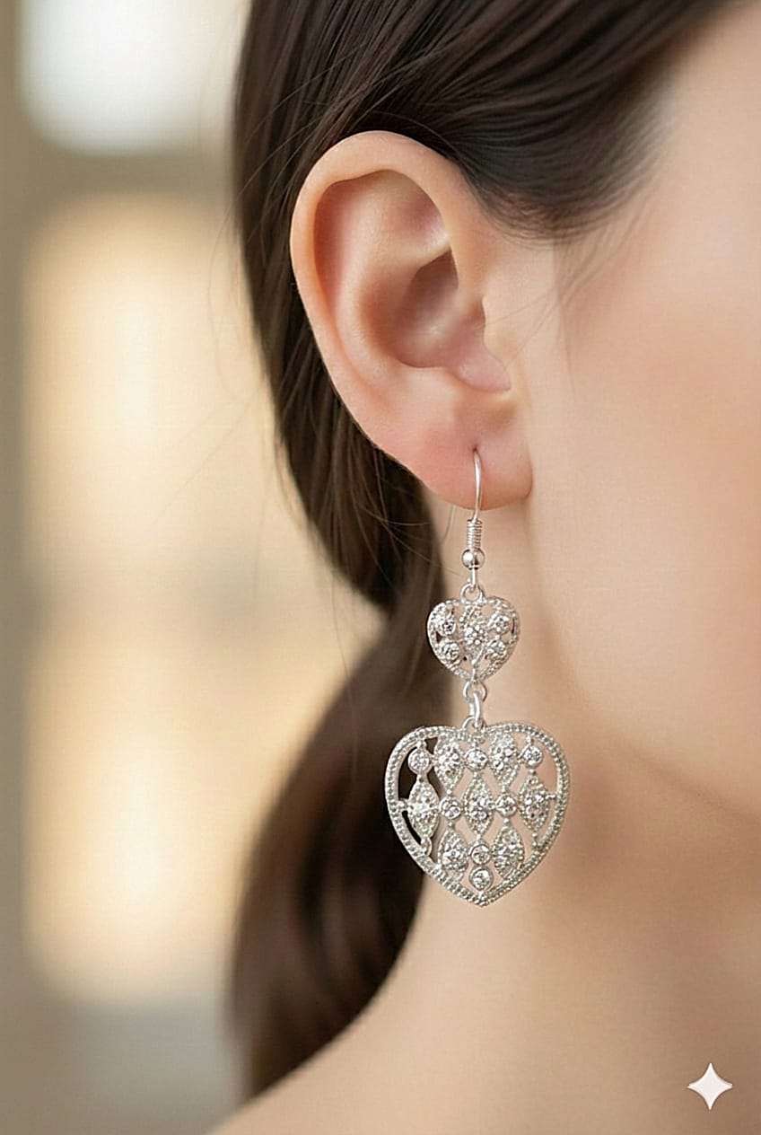 De002 (MSJ) Heart shape dropper earing