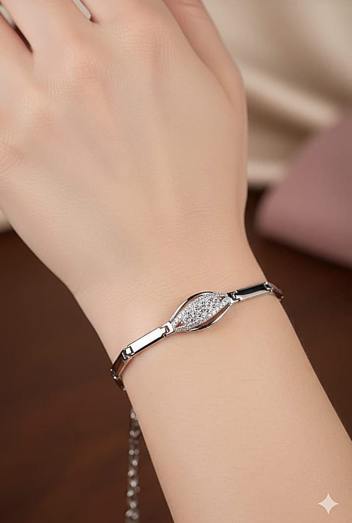 Lbc003 (MSJ) Round Silver Midi pink Stone Bracelet