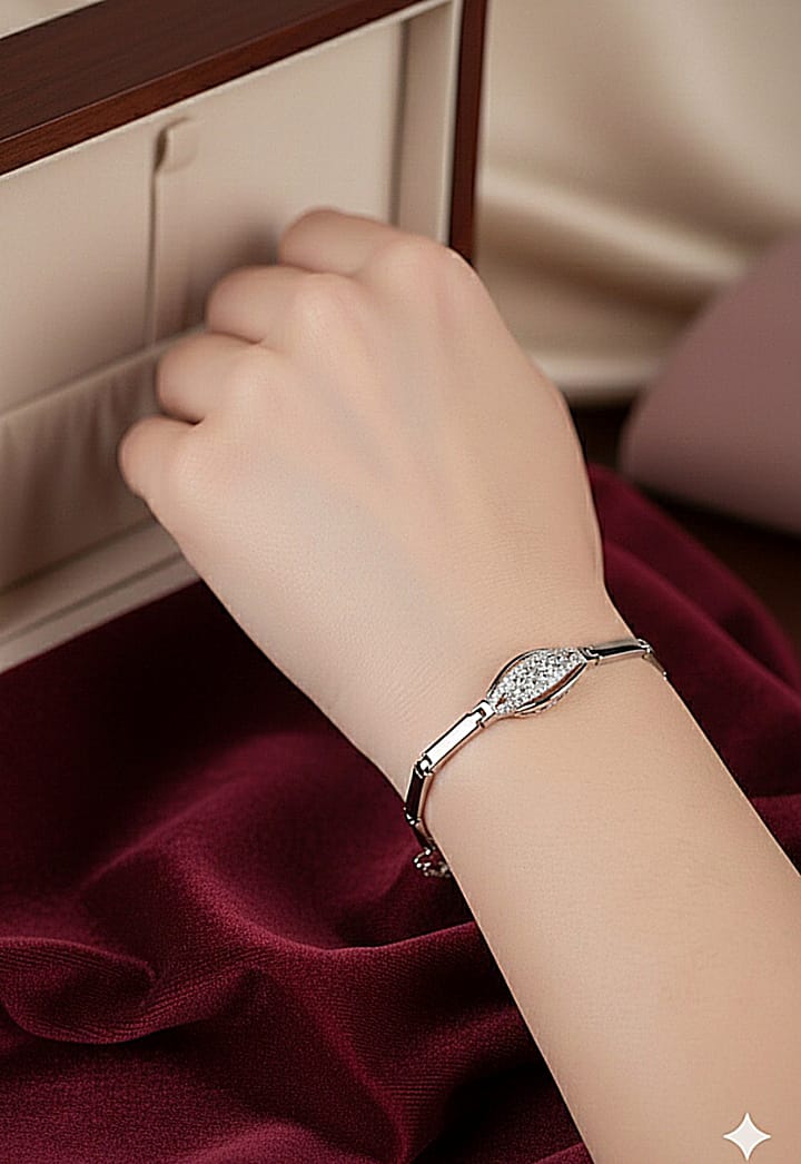 Lbc003 (MSJ) Round Silver Midi pink Stone Bracelet